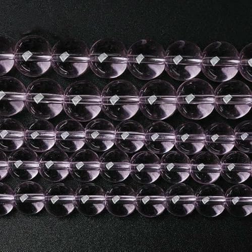 Glatte granatrote Glaskristallperlen, rund, lose Perlen, 15 Zoll Strang, 4 6 8 10 12 mm, zur Schmuckherstellung, DIY-Armband, Halskette, rosa Glas, 8 mm, 46 Stück Perlen von QPFNEI