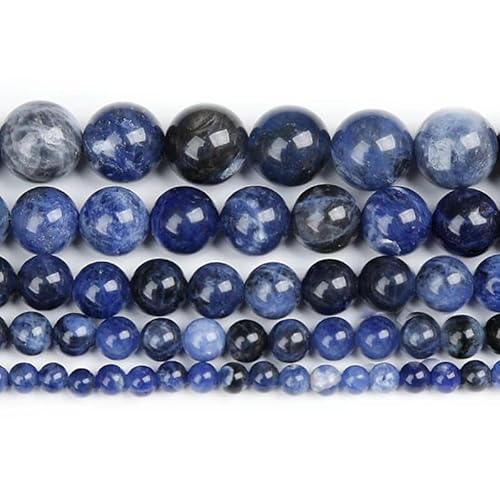 Großhandel 4 6 8 10 12 mm natürlicher blauer Amazonit, rund, loser Stein, Schmuckperlen, Achatperlen, 15 Zoll, DIY-alter blauer Sodalith, 6 mm, 59–63 Stück, 1 Los von QPFNEI