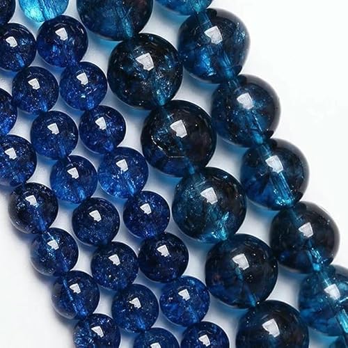 Natürliche hellblaue Perlen in 5A-Qualität, blaue Crackle-Kristallperlen, lose Perlen zur Schmuckherstellung, Armbänder, Damenhalsketten, 4–12 mm, blauer Crackle-Kristall, 10 mm, 36 bis von QPFNEI