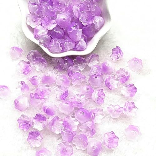 Neue 20 teile/los 7X12mm Bunte Glockenblume Lampwork Perlen Kappen Glas Spacer Perlen für Schmuck Machen DIY Armbänder Haarnadel-14 von QPFNEI