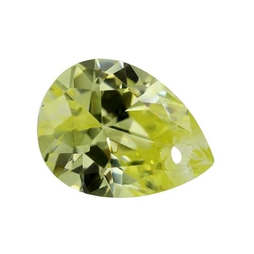 Olivefarbener Zirkonia in Birnenform mit Loch, loser Stein im Brillantschliff, synthetische Edelsteinperlen für Schmuck, Größe 3 x 5–12 x 16 mm, Olive, 10 x 12 mm von QPFNEI