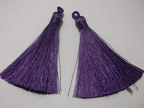 10 x violett-violette seidig-weiche Quasten mit Aufhängeschlaufen für Lesezeichen, Schmuck, Schlüsselanhänger, Anhänger, Dekoration, Basteln von QPSupplies