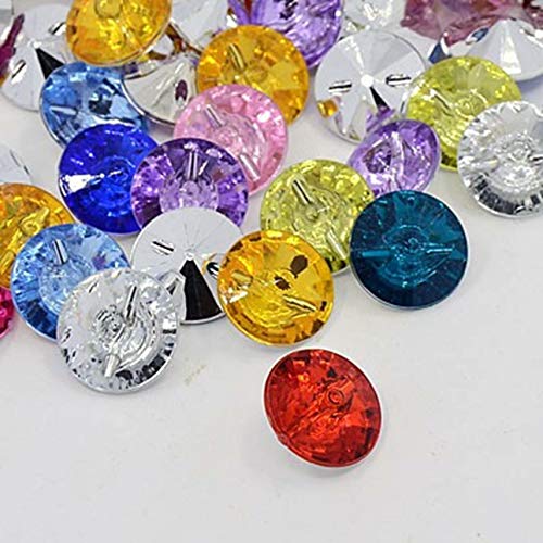 100 Stück – Mehrfarbige, runde Acrylknöpfe, 15 mm, (1 Loch). Mit Kristall-Strass-Effekt. Für Kleidung und Schmuck Bling von QPSupplies