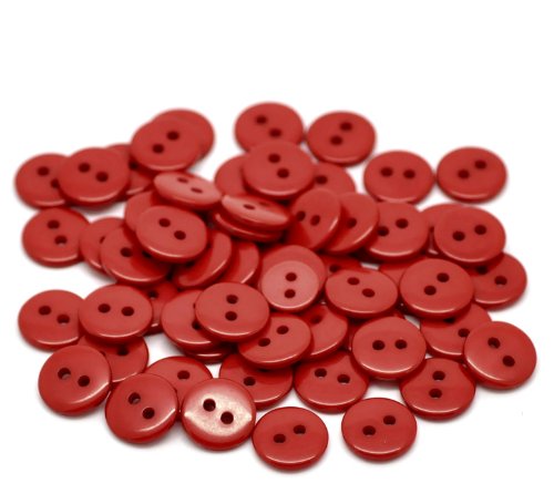 50 schlichte rote runde 2-Loch-Nähknöpfe, 9 mm. Ideal für Bastelarbeiten wie Scrapbooking, Kartenherstellung, Bling, Dekoration von QPSupplies