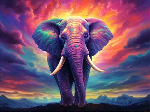 Diamond Painting Elefant Tiere, Diamond Painting Erwachsene 40x30cm, DIY Diamant Painting Bilder Kit, 5D Diamond Painting Set Daiments Painting Erwachsene für Geschenk Zuhause Wanddekoration -YZ634 von QQFENG