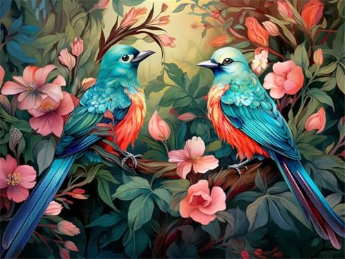 Diamond Painting Erwachsene 5D Diamond Painting Blume Vogel, DIY Full Drill Diamant Painting Bilder, Diamond Painting Set Diamond-Painting Diamant Kunst Malerei für Home Wand Dekor 100x70cm -YZ561 von QQFENG