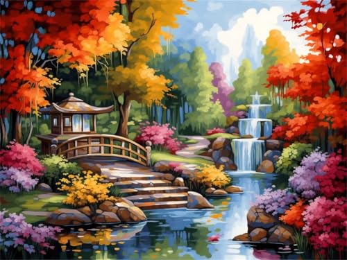 Diamond Painting Erwachsene 5D Diamond Painting Landschaft Wasserfall, Full Drill Diamant Painting Bilder, Diamond Painting Set Diamond-Painting Diamant Kunst Malerei für Wand Dekor 100x70cm -YZ639 von QQFENG