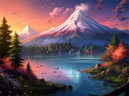 Diamond Painting Landschaft Berg, Diamond Painting Erwachsene Groß 100x70cm, DIY Diamant Painting Bilder Kit, 5D Diamond Painting Set Daiments Painting Erwachsene für Zuhause Wanddekoration -YZ649 von QQFENG