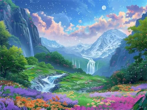 Diamond Painting Landschaft Diamant Painting Bilder, 5D Diamond Painting Erwachsene, Full Drill Diamond Painting Bergwald Cross Stickerei Malerei Diamond-Painting Kits für Wand Décor 40x30cm -YZ1103 von QQFENG