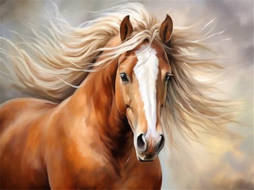 Diamond Painting Pferd Tiere, Diamond Painting Erwachsene 100x70cm, DIY Diamant Painting Bilder Kit, 5D Diamond Painting Set Daiments Painting Erwachsene für Geschenk Zuhause Wanddekoration -YZ619 von QQFENG