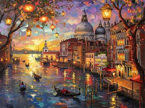 Diamond Painting Venedig Diamant Painting Bilder, 5D Diamond Painting Erwachsene, Full Drill Diamond Painting Landschaft Cross Stickerei Malerei Diamond-Painting Kits für Wand Décor 50x40cm -YZ683 von QQFENG