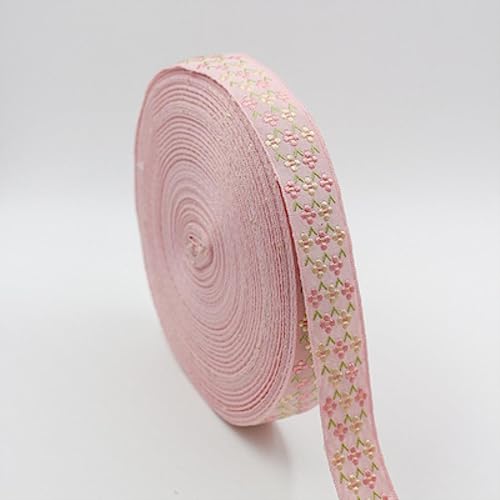 5 Yards 25 mm glänzendes Gurtband mit kleinen Blumen, Jacquard-Stickerei von QQLADY