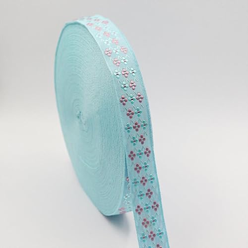 5 Yards 25 mm glänzendes Gurtband mit kleinen Blumen, Jacquard-Stickerei von QQLADY