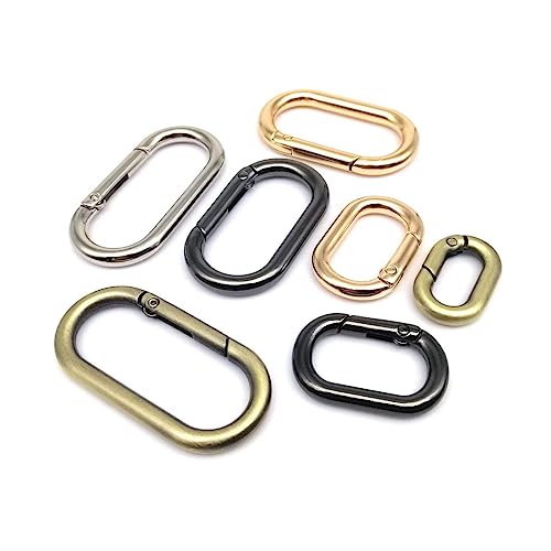 QQLADY 5 Stück ovaler Feder-O-Ring, zu öffnende Ledertasche, Handtasche, Schnalle, verbinden Sie Schlüsselanhänger, Anhänger, Schlüssel, Hundekette, Schnappverschluss, Clip-Karabiner von QQLADY