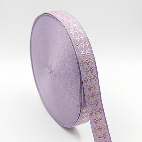 QQLADY 5 Yards 25 mm glänzendes Gurtband mit kleinen Blumen, Jacquard-Stickerei von QQLADY