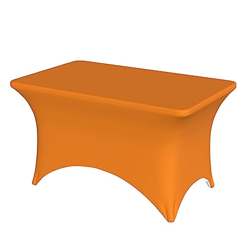 QQLADY Tischdecke für rechteckige Veranstaltungen, 122 cm, Orange, waschbare Tischdecke, Spandex-Tischdecke für Party, Hochzeit, Bankett, Tischschutz von QQLADY