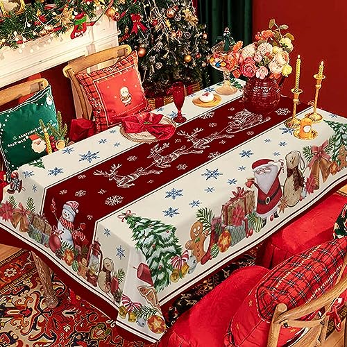 Weihnachten Schneemann Polyester Rechteck Tischdecke Party Dekoration Wasserdicht Esstisch Tischdecke Dekorationen von QQLADY