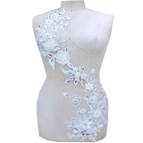 Stickerei-Aufnäher, Stickerei-Spitzen-Applikation, atemberaubendes Ballkleid, Strass-3D-Blumen-Patch, Bling-Akzente for Abend-Tanzkostüme von QQNQQ