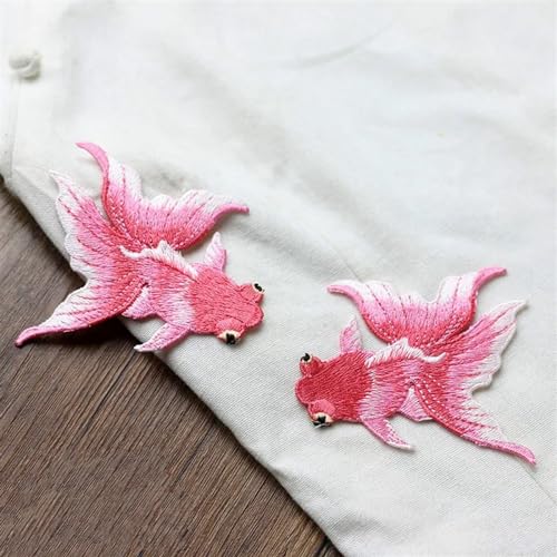 Stickerei-Patches, Aufnäher for Aufbügeln, Goudfish, Tierfisch, EmbroideRood, DIY-Nähflicken, Stickerei-Applikation, Dekorationen for Kleidung, Schuhe(Pink) von QQNQQ