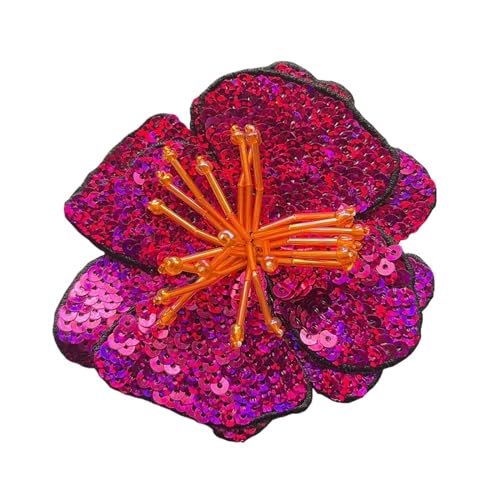 Stickerei-Patches, for Aufbügeln, handgefertigt, große Pailletten, Blumen, EmbroideRood, glänzende Applikation, Mode, Kleidung, Nähen, Zubehör(Purple) von QQNQQ