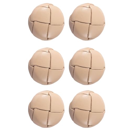 6 Stück mit echtem Leder überzogene Knöpfe, modische dekorative Metallknöpfe, Bastel-DIY-Zubehör, 15 mm-25 mm Lederknöpfe for Mäntel, Jackenknöpfe, Kamelhaar, Kaschmir(Beige,25mm) von QQPQQ