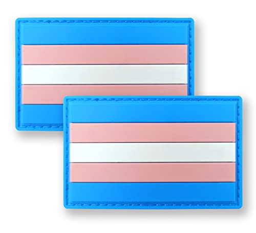 QQSD Transgender Trans Pride Flag Patch Tactical LGBT Patch - PVC Hook and Loop Fastener Patch, 2 Pack von QQSD