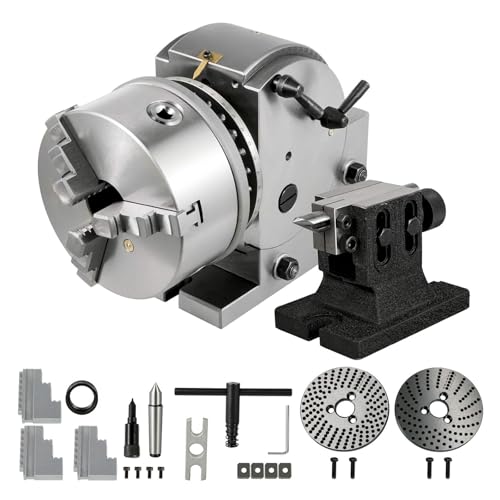 QQXUAN 6-Zoll-CNC-Fräsmaschine, Rotationsachse, CNC-Fräser, Drehtisch, Drehtisch, 3-Backen-Spannfutter, Teilkopf, Untersetzungsverhältnis 40:1 für CNC-Graviermaschine, Teilkopfsätze von QQXUAN