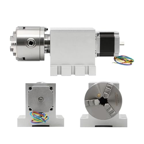 QQXUAN Harmonisches Getriebe 80 mm/100 mm 4. Achse/Teilkopf/Rotationsachse/A-Achse Nema23 0 Spiel für Holzbearbeitungsmaschine (100 mm, 50-1_4 Backenblock) von QQXUAN