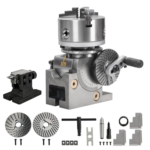 QQXUAN Universelle Teilkopfsätze mit 5-Zoll-Spannfutter, Reitstock, Teilplatten, 3-Backen-Spannfutter, halbuniverselles Frässet für Fräs-, Schleif- und Bohrmaschinen von QQXUAN