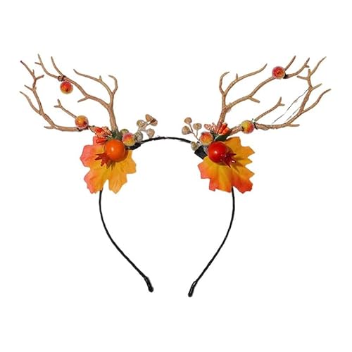 QQY Weihnachts-Stirnband, 2 Stück, Geweih, Weihnachts-Stirnband, beleuchteter LED-Blumenkranz, Kopfschmuck, Waldfee, Fotografie, Haarreifen für Frauen (H) von QQY