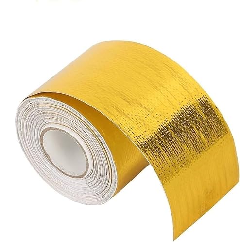 Klebeband for Auto-Heimwerkerwerkzeuge, Zubehör, verstärkte Aluminiumfolie, Klebeband, Goldfolie, Hitzeschild-Wickelband, 5 cm x 10 m, hitzebeständiges Dichtungsband for die thermische Nachrüstung von von QQYDZSW