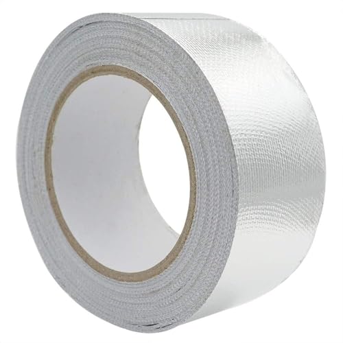 QQYDZSW Büroklebeband Aluminiumband selbstklebendes Aluminiumband Thermoshield Hitzeschutzband, Aluminium Klebeband verstärkt mit Glasgewebe, 50mm x 25m, Temperaturbeständigkeit -30~120°C. von QQYDZSW