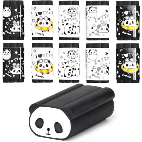 QRKPVHD Duftgummi, Panda Pantastic, 10er Set mit Kawaii Panda duftenden Radiergummis, Duftgummi Panda Pantastic, 5 x 2.6 x 1.7 cm, Duft Erdbeere, Gummi für weiches Radieren, sauber und präzise von QRKPVHD