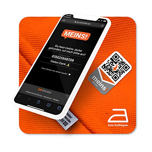 QRSticker 18x Personalisierung Aufkleber Etiketten zum Einbügeln in Textilien mit QR-Code und kostenloser Handy-App zum Einrichten. von QRSticker