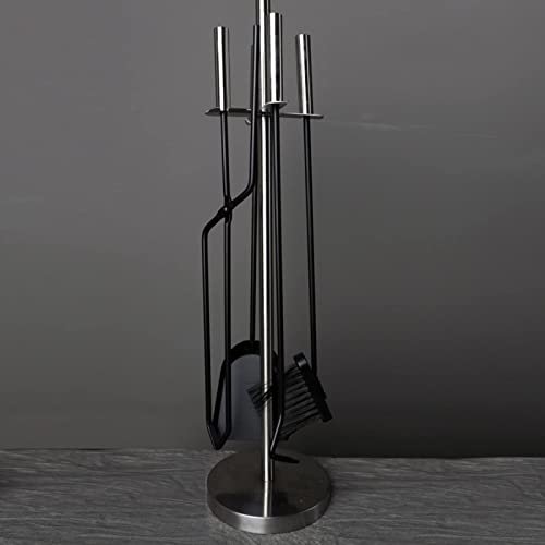 Kaminbesteck, mattschwarz, 5-teiliges Kaminbesteck-Set, Kaminofen-Feuerstellen-Besteck-Set für drinnen und draußen, mit Zange, Schaufel, Besen und Schürhaken, modernes Design, Kamindekor-Besteck-Set von QRTERTYG