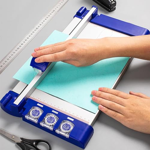 Papierschneider Büro-Papierschneider, 3-in-1-Papierschneider manuell, DIY-Papierschneidewerkzeug, 3-Klingen-Gerade, Wellen- und gepunktete Klingen, austauschbare Klinge, für Papier, Fotos, Postkarte von QRTERTYG