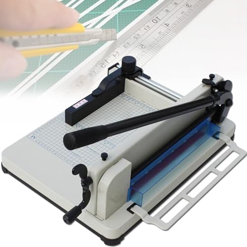 QRTERTYG Papierschneider A4 Papierschneider, Linealraster verstellbar aus Karton, Papierschneider mit automatischer Sicherheitssicherung und seitlichem Lineal für Büro, Kopierer, Druckerei von QRTERTYG