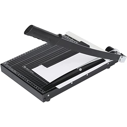 QRTERTYG Papierschneider Heavy Duty A4-B7, 12" Schnittlänge Guillotine-Papierschneider für Karton Metallbasis, mit Doppelführungen, 12 Blatt Kapazität für Home Office Klassenzimmer Schule von QRTERTYG