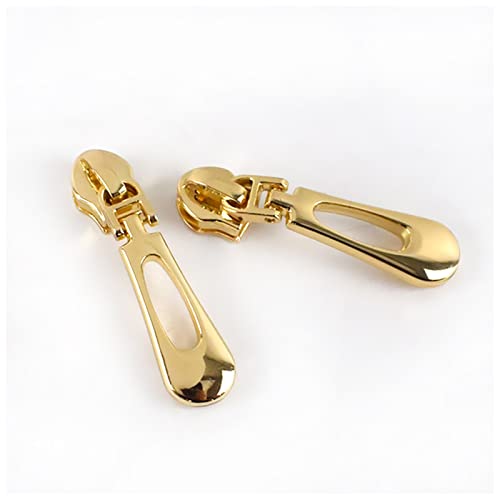 QRXALISA Reißverschluss 5/10 stücke Reißverschluss Slider for Nylon Reißverschluss Jacke Tasche Reißverschluss Head Bag Reparatur Kits Ersatz DIY. Nähzubehör Reißverschluss Zipper(LightGold,5pcs) von QRXALISA