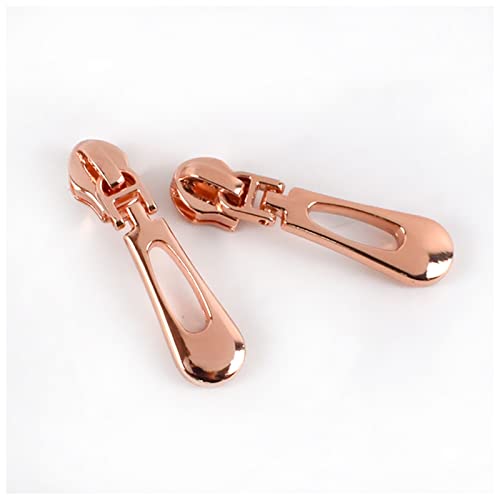 QRXALISA Reißverschluss 5/10 stücke Reißverschluss Slider for Nylon Reißverschluss Jacke Tasche Reißverschluss Head Bag Reparatur Kits Ersatz DIY. Nähzubehör Reißverschluss Zipper(Rosegold,5pcs) von QRXALISA