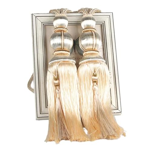 1 Paar Vorhang Raffhalter Laterne Quaste Vorhang Schnalle Einzigen Hängenden Ball Seil Halter for Fenster Vorhänge Vorhang Zubehör(Beige) von QSCTYG