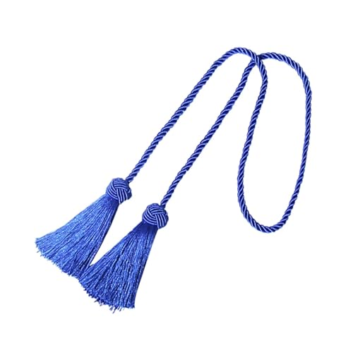 QSCTYG 1 Stück handgemachte Webart Quasten Vorhang Raffhalter Silber Raffhalter Vorhang Zubehör Seil Schnalle Vorhänge Halter Gurt Schnur Zubehör(Royal Blue) von QSCTYG