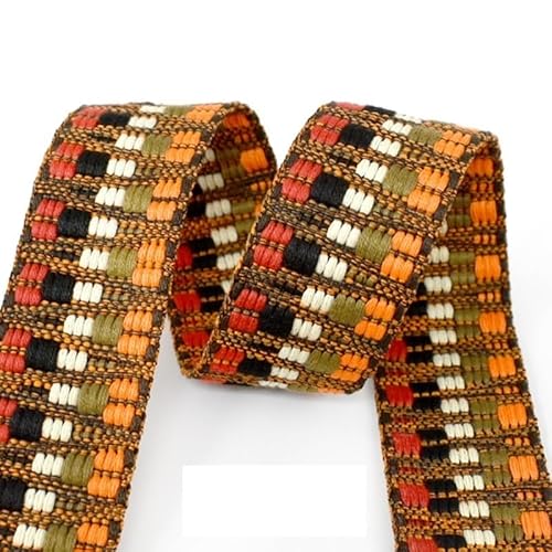 QSCTYG 2/5Y 38/50mm Ethnische Jacquard Gurtband Polyester Band Band Taschen Strap Trims Kleidung Gürtel Dekoration Spitze Band DIY Nähen Schrägband(3-38mm,2Yards) von QSCTYG