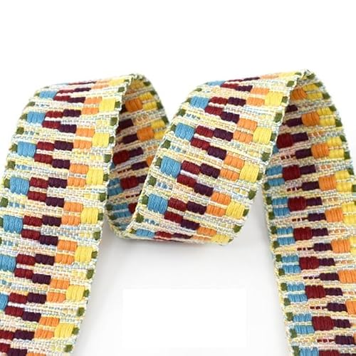 QSCTYG 2/5Y 38/50mm Ethnische Jacquard Gurtband Polyester Band Band Taschen Strap Trims Kleidung Gürtel Dekoration Spitze Band DIY Nähen Schrägband(5-38mm,2Yards) von QSCTYG