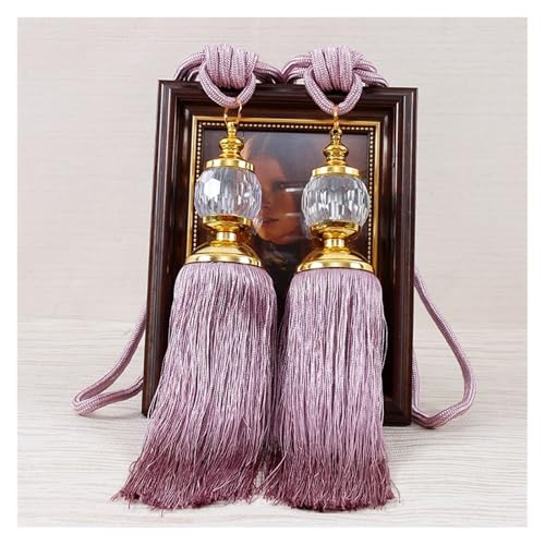 QSCTYG 2PCS Quasten Vorhang Raffhalter Kunststoff Ball Straps Zubehör Halter Vorhang Zubehör Schnalle Seil Hause Dekoration(Purple) von QSCTYG