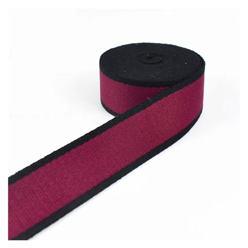 QSCTYG 4 m 38 mm Polyester-Baumwoll-Gurtband, Gepäck, Rucksackgurt, Band, DIY-Taschenband, Bekleidungsdekoration, Spitze, Nähen, Schrägband(BlackRed) von QSCTYG