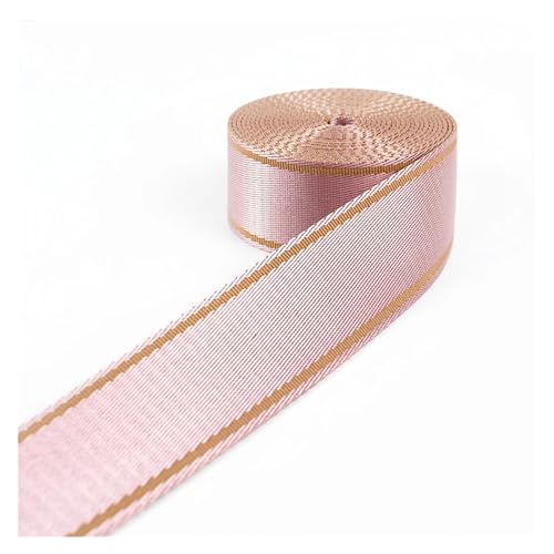 QSCTYG 4 m 38 mm Polyester-Baumwoll-Gurtband, Gepäck, Rucksackgurt, Band, DIY-Taschenband, Bekleidungsdekoration, Spitze, Nähen, Schrägband(PinkKhaki) von QSCTYG