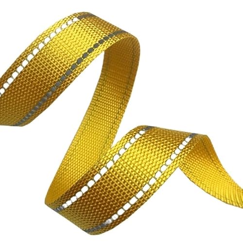 QSCTYG 5 Meter 15 mm reflektierende Linie Polyester-Gurtband 1 mm dick DIY Haustierhalsband Rucksackgurt Gürtel Nähzubehör 10 Farben(Yellow 15mm) von QSCTYG