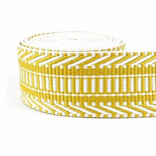 QSCTYG 5 Meter 38 mm Jacquard-Gurtband for Taschengurt, ethnisches Band, Gepäck, Dekor, Nähen, Schrägband, DIY-Gürtel, Schuhe, Zubehör(RD155-BrightYellow) von QSCTYG