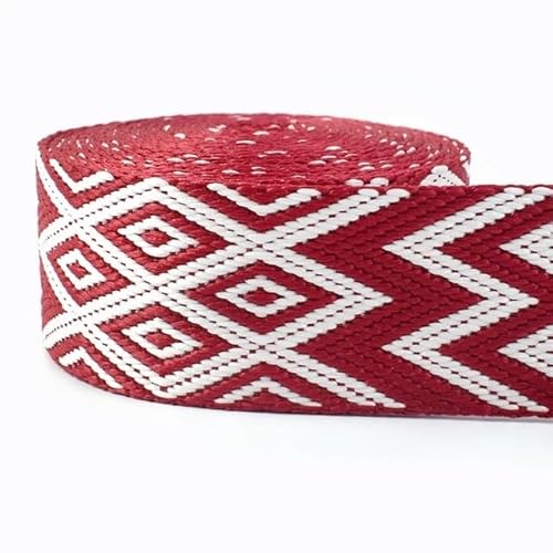 QSCTYG 5 Meter 38 mm Jacquard-Gurtband for Taschengurt, ethnisches Band, Gepäck, Dekor, Nähen, Schrägband, DIY-Gürtel, Schuhe, Zubehör(RD200-02) von QSCTYG